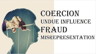 Coercion Undue Influence Fraud Misrepresentation  Indian Contract Act 1872  Law Guru [upl. by Mlohsihc]