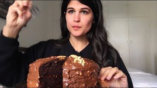 EATING A Chocolate Cake For My 100k Subs ❤️ Eating SoundsASMREating Show [upl. by Alakam]