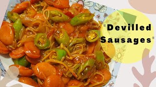 Devilled sausages ll Sri Lankan recipe  with a twist  ll Easy recipe [upl. by Aivirt]