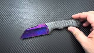 HampWUSA Purple Damascus Pocket EDC Wharncliffe Fixed Blade [upl. by Fenny522]