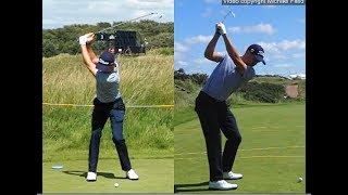 Justin Thomas golf swing  Long Iron faceon amp downtheline July 2017 [upl. by Ravo223]