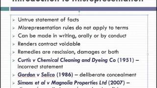 Misrepresentation Lecture 1 of 4 [upl. by Aelahc986]