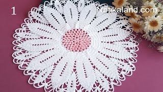 CROCHET How to crochet doily 3 EASY Tutorial Part 1 1  5 round [upl. by Politi]