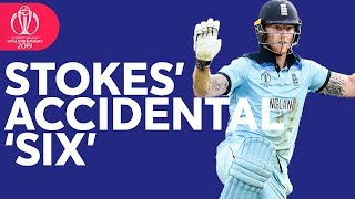 Ball Hits Ben Stokes For Accidental Six  ICC Cricket World Cup 2019 [upl. by Acinhoj]